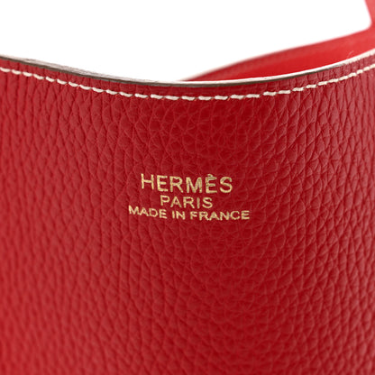 Hermes Taurillon Clemence Double Sens 45 Reversible Tote Rouge Casaque Rose Jaipur 10 of 19