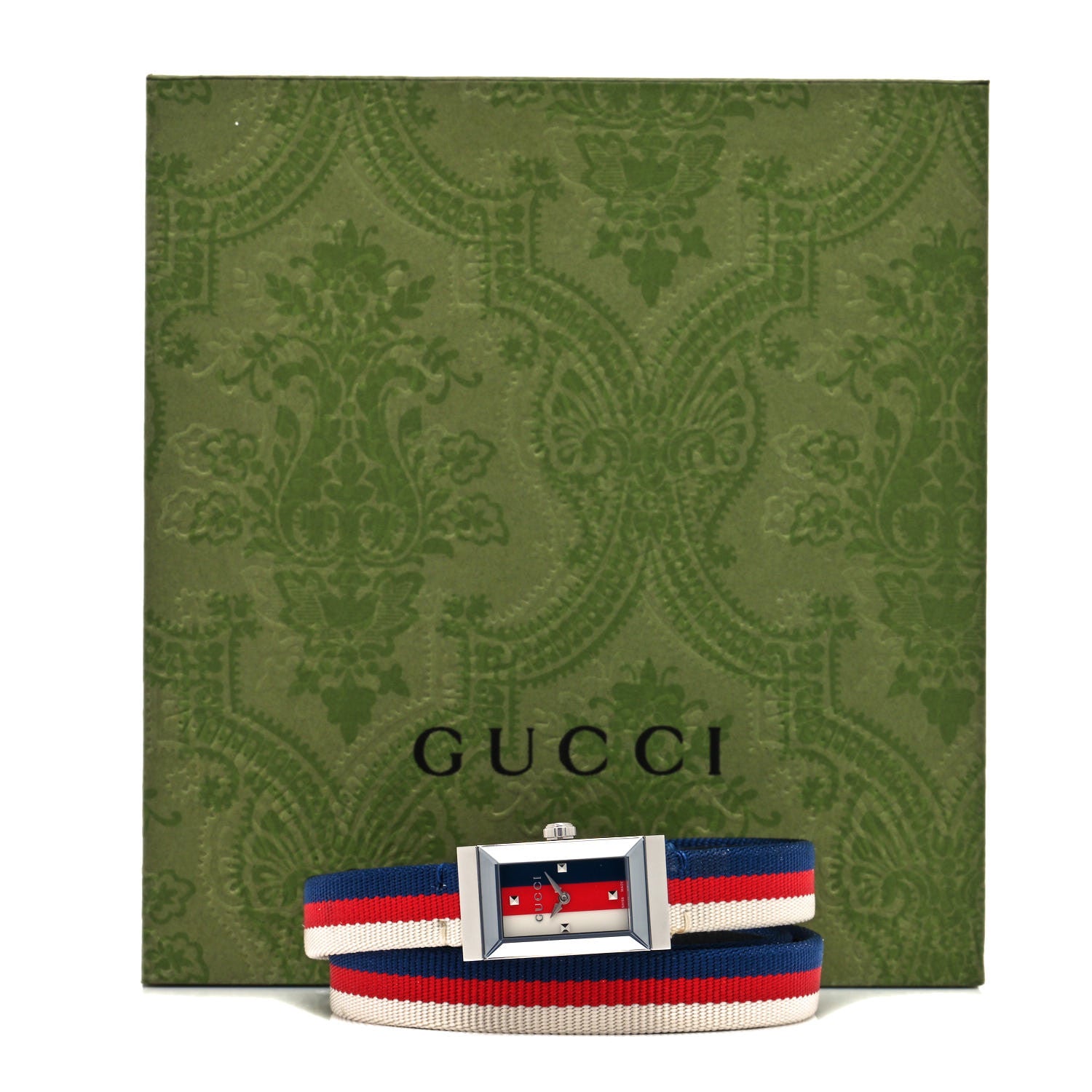 Gucci Stainless Steel Nylon 14mm Web G-Frame Triple Wrap Quartz Watch Blue 5 of 5