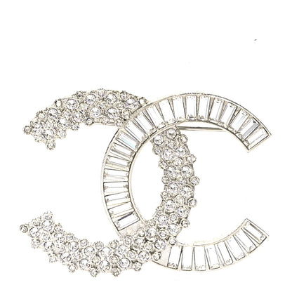 Chanel Baguette Round Crystal CC Brooch Silver 1 of 3