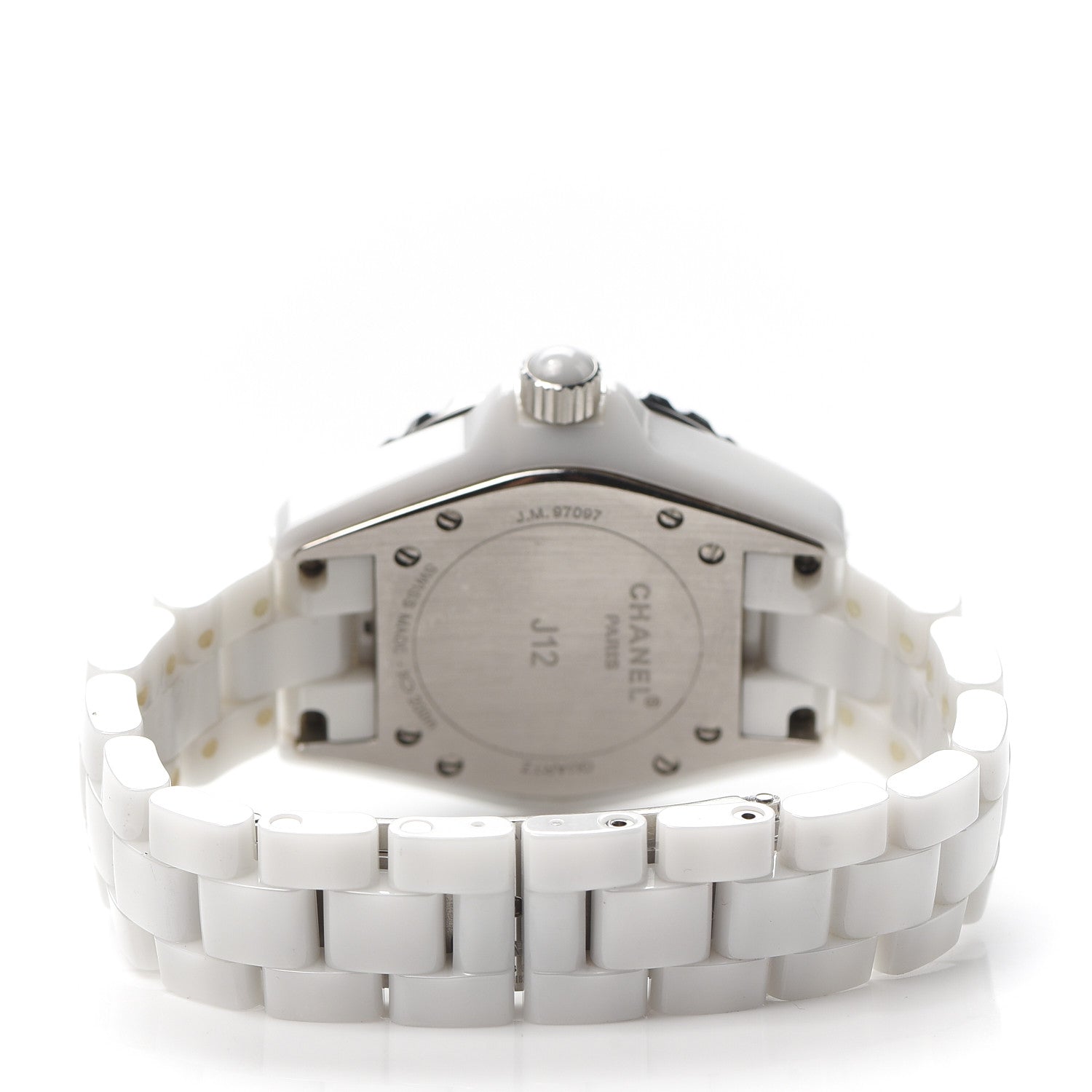 Chanel Stainless Steel Ceramic Diamond 33mm J12 Quartz Watch White 3 of 6