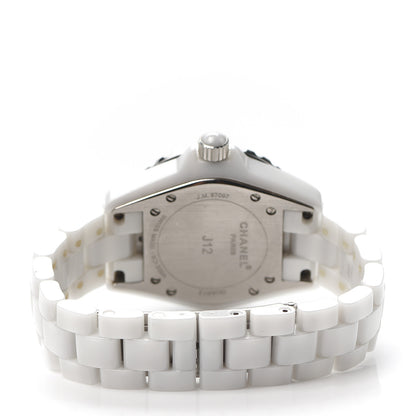 Chanel Stainless Steel Ceramic Diamond 33mm J12 Quartz Watch White 3 of 6