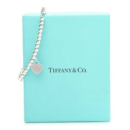 Tiffany Sterling Silver 4mm Mom Heart Tag Bead Bracelet 5 of 5