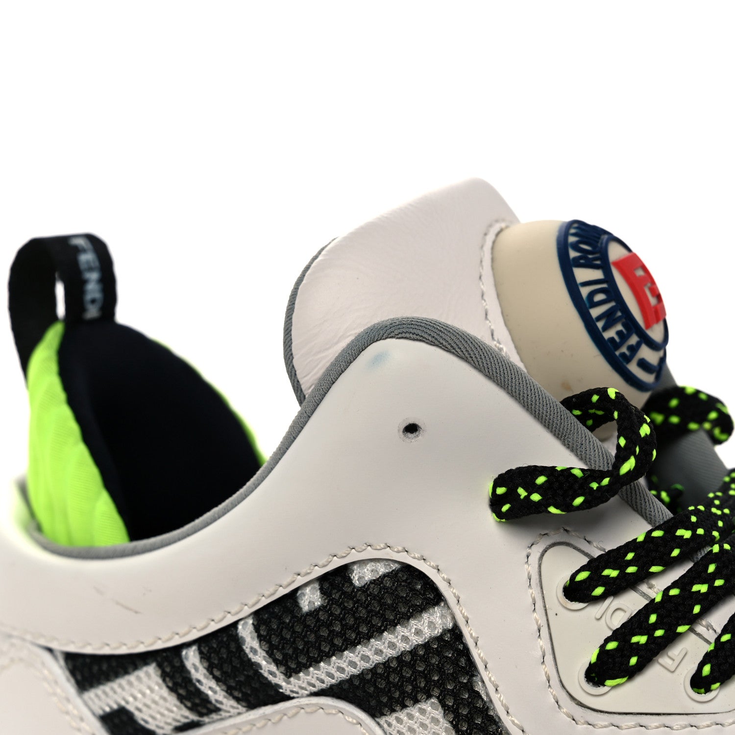 Fendi Vitello Mesh Lycra FF T-Rex Sneakers 37 Ultra White Black Giallo Fluo 10 of 13