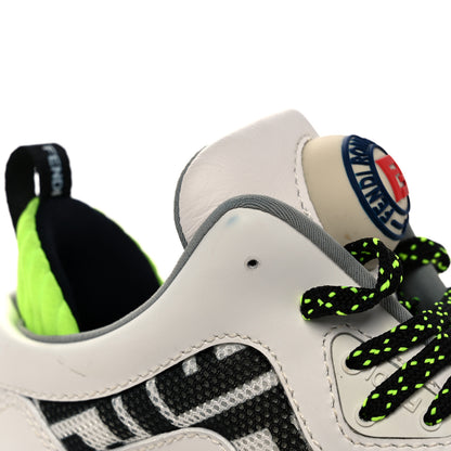Fendi Vitello Mesh Lycra FF T-Rex Sneakers 37 Ultra White Black Giallo Fluo 10 of 13