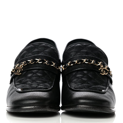 Chanel Calfskin Patent Quilted CC Chain Mocassin Loafers 39.5 Black 2 of 15