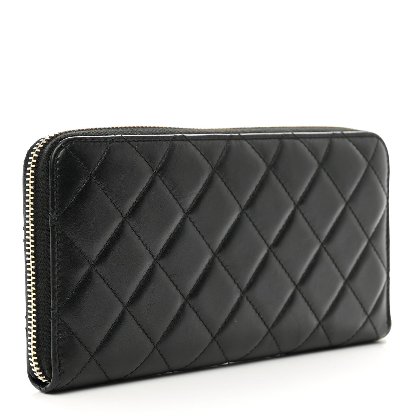Aged Calfskin Quilted Lucky Charms 2.55 Reissue Zip Around Wallet Black