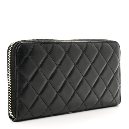 Chanel Aged Calfskin Quilted Lucky Charms 2.55 Reissue Zip Around Wallet Black 3 of 9