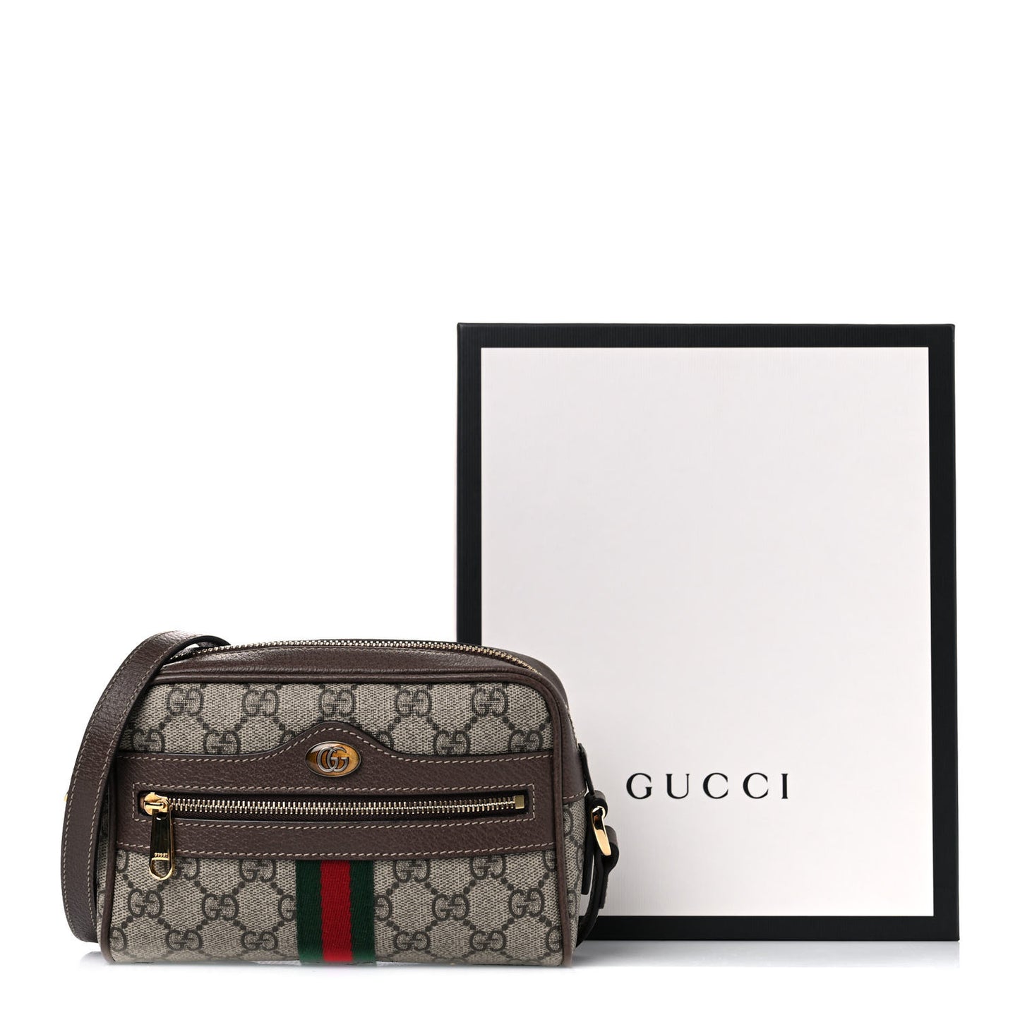 GG Supreme Monogram Web Mini Ophidia Shoulder Bag Brown