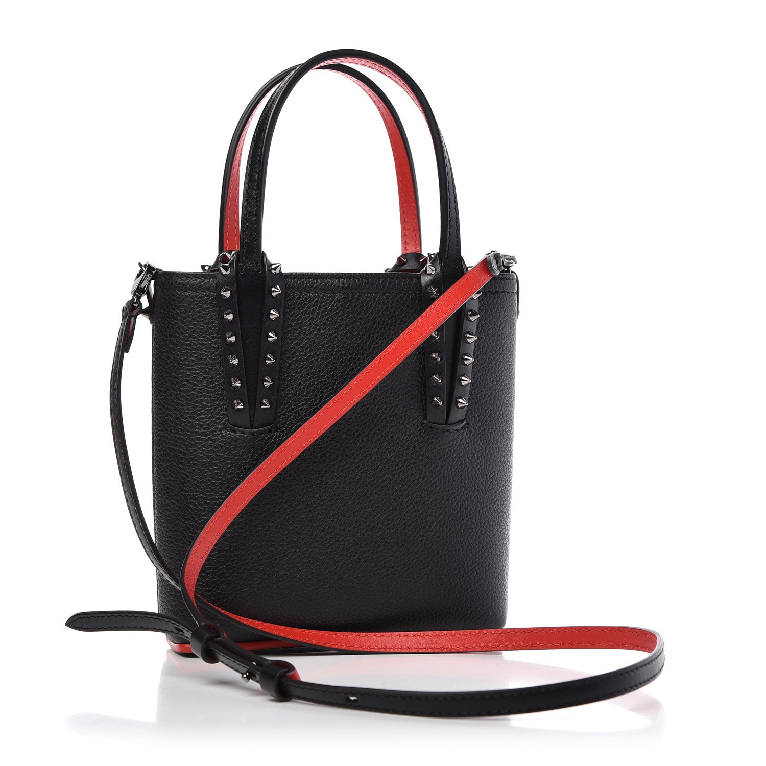 Christian Louboutin Calfskin Spikes Mini North South Cabata Tote Black 3 of 10