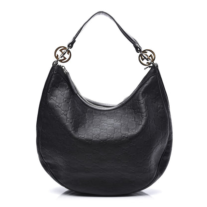 Gucci Guccissima Medium GG Twins Hobo Black 1 of 12