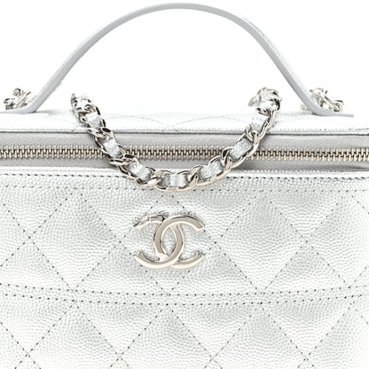 Chanel Metallic Caviar Quilted Trendy Handle Mini Vanity Silvery 8 of 12
