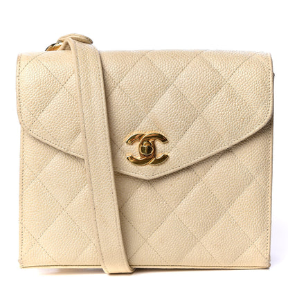 Chanel Caviar Quilted Envelope Flap Crossbody Light Beige 1 of 14