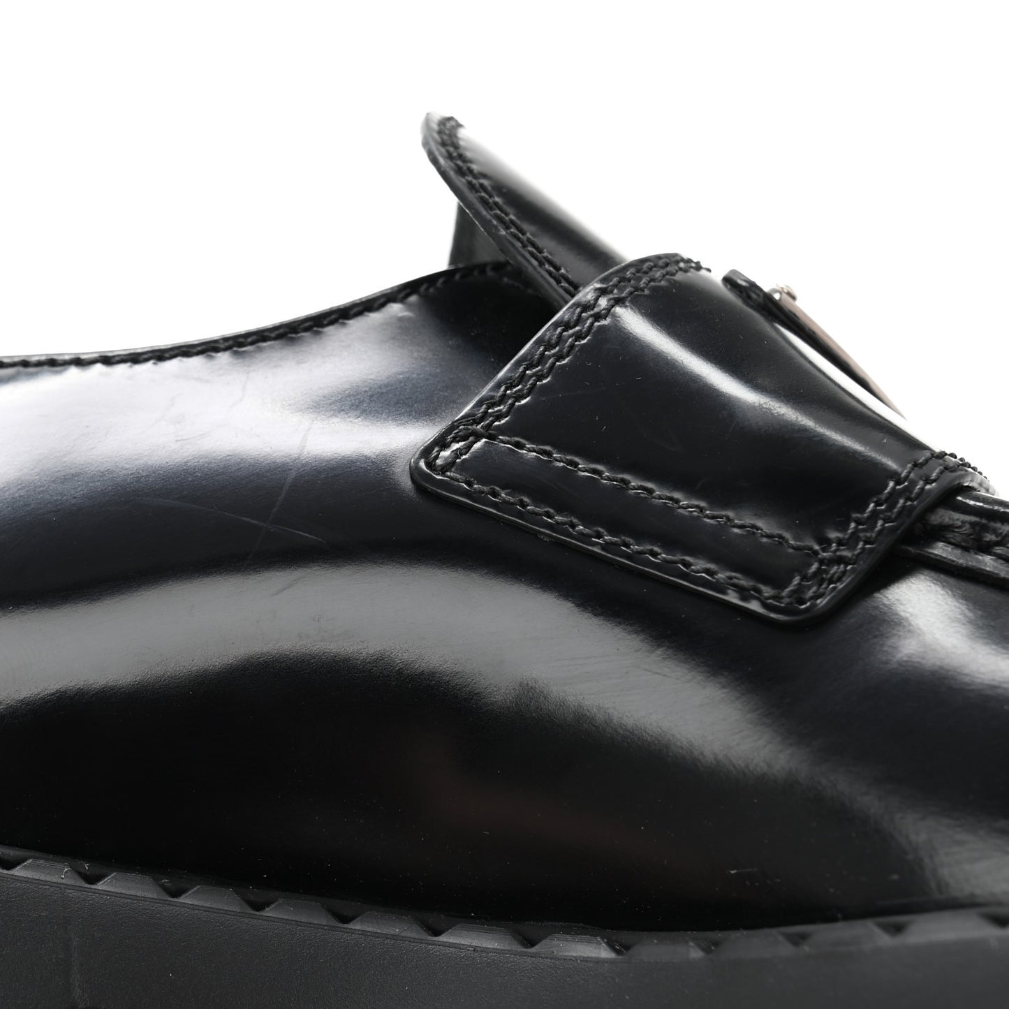 Spazzolato Metal Triangle Logo 50mm Loafers 36 Black