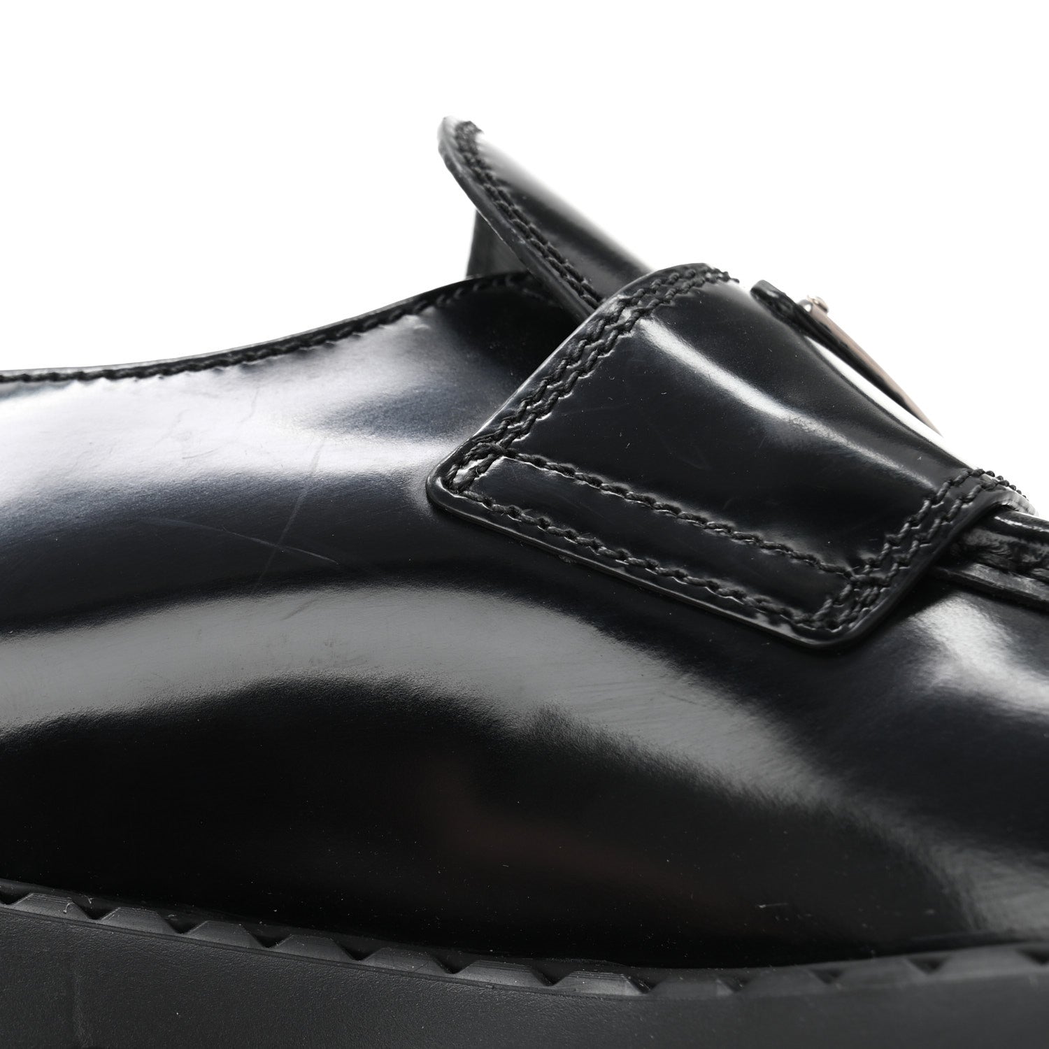 Prada Spazzolato Metal Triangle Logo 50mm Loafers 36 Black 9 of 10