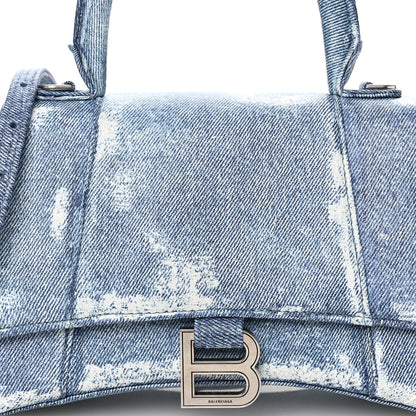 Balenciaga Nappa Denim Printed Small Hourglass Top Handle Bag Denim Blue 10 of 12