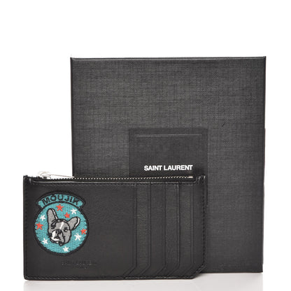 Saint Laurent Calfskin Moujik Patch Fragments Zip Pouch Card Holder Black 8 of 8