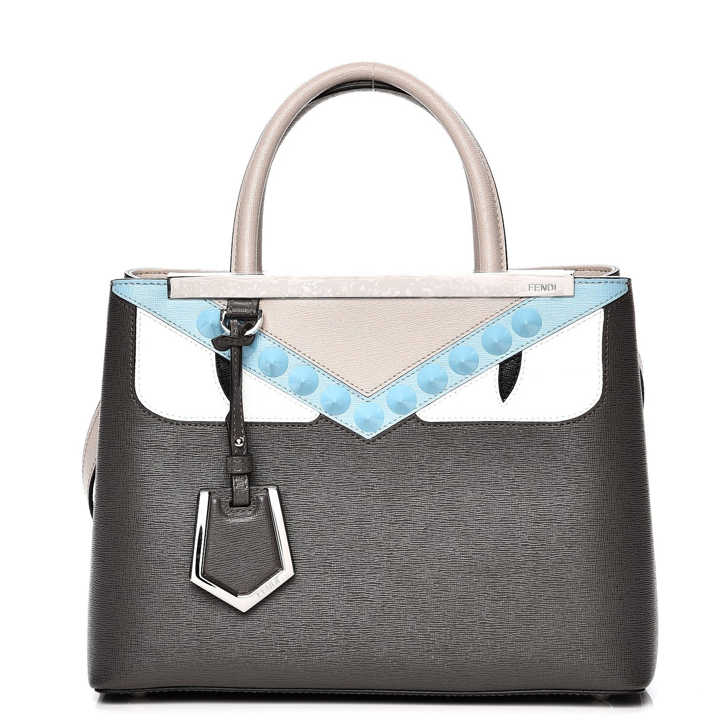 Vitello Elite Monster Eyes Studded Petite 2Jours Tote Carbone White Multicolor