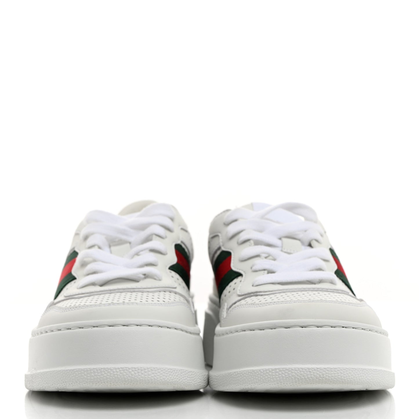 Calfskin Web Perforated Womens Platform 55mm Sneakers 38 White Bright Splash