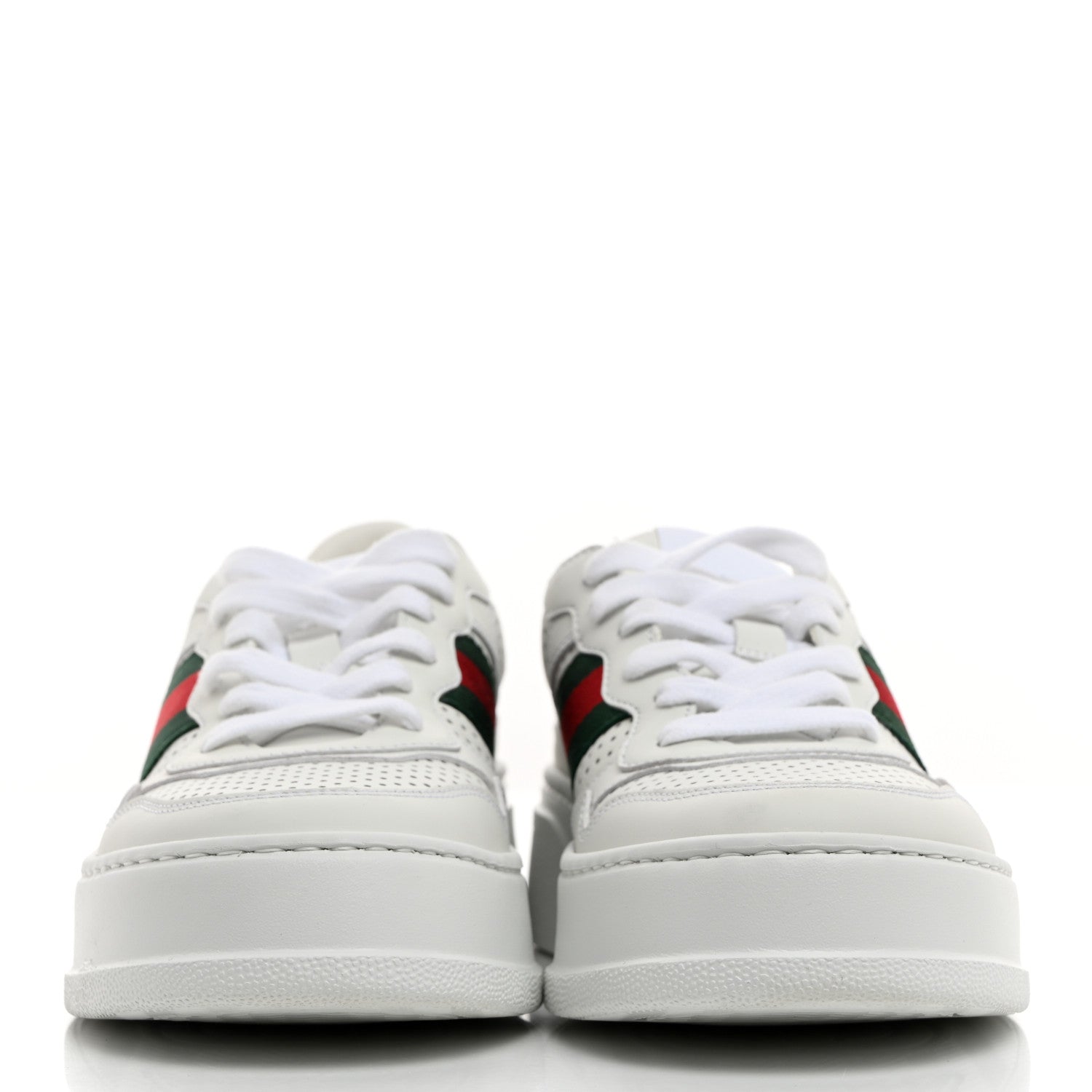 Gucci Calfskin Web Perforated Womens Platform 55mm Sneakers 38 White Bright Splash 2 of 9