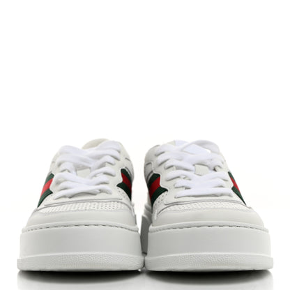 Gucci Calfskin Web Perforated Womens Platform 55mm Sneakers 38 White Bright Splash 2 of 9