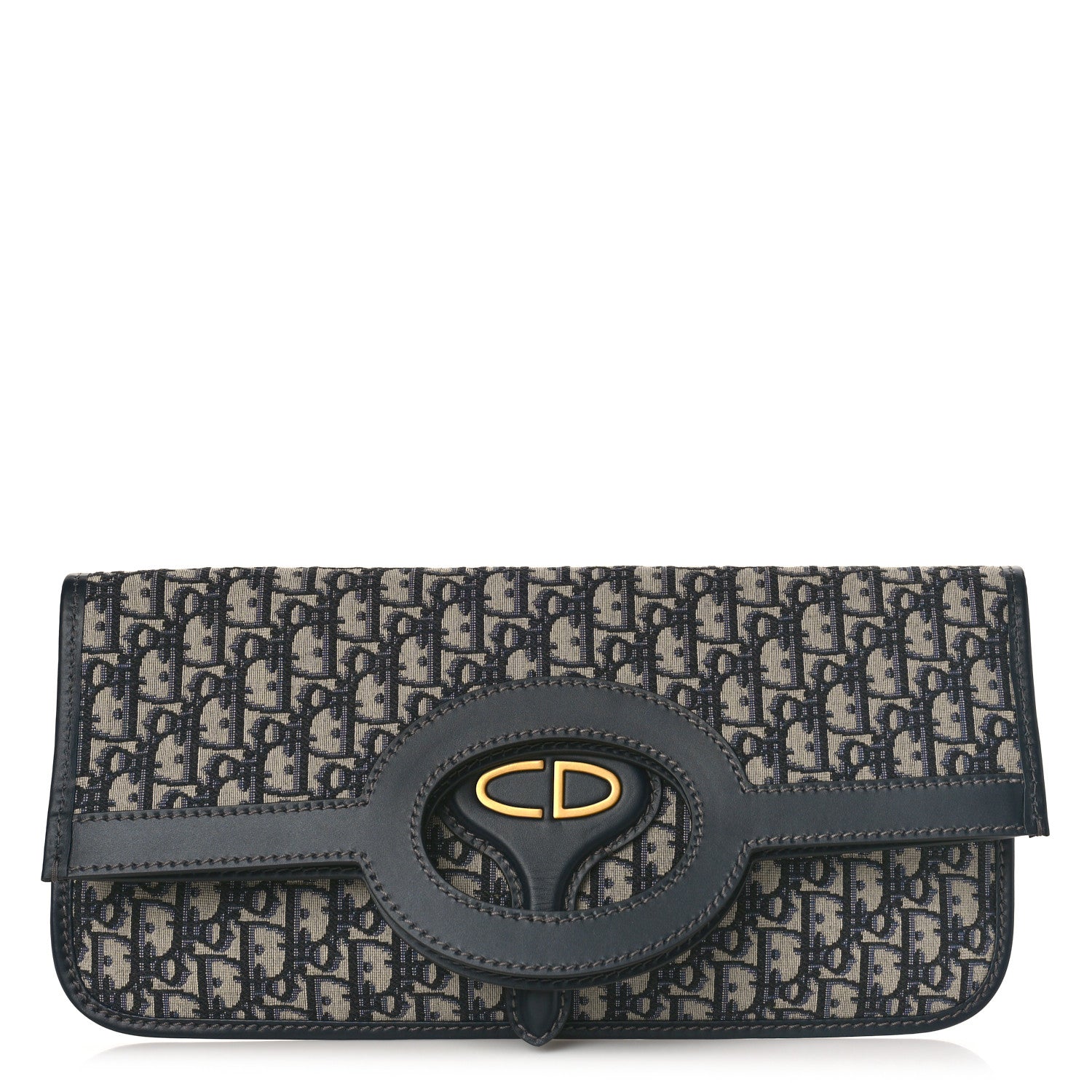 Christian Dior Oblique Fold Over Clutch Blue 1 of 8