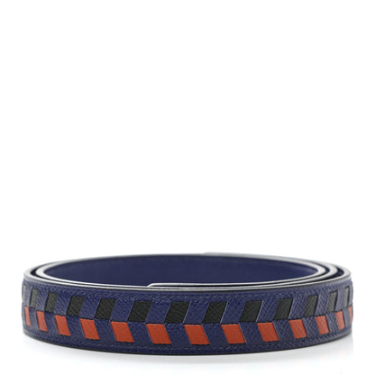 Hermes Epsom 25mm Tressage Shoulder Strap Bleu Indigo Noir Terre Battue 2 of 6