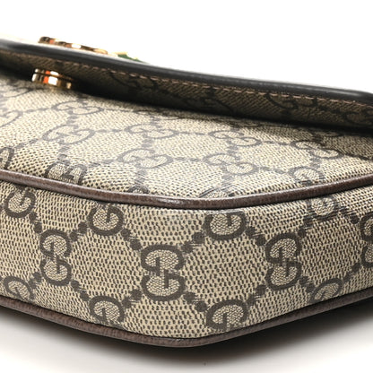Gucci GG Supreme Monogram Textured Dollar Calfskin Web Mini Ophidia Envelope Shoulder Bag Beige Ebony New Acero 10 of 11