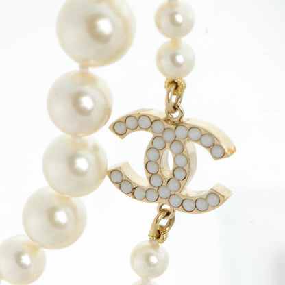 Chanel Graduated Pearl CC Long Necklace Gold 3 of 5