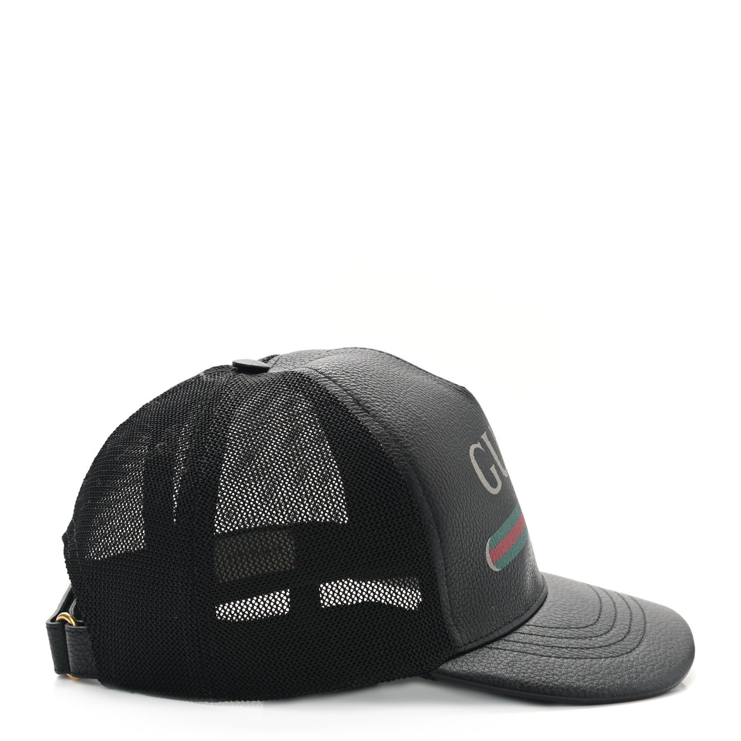 Grained Calfskin Logo Baseball Hat Black