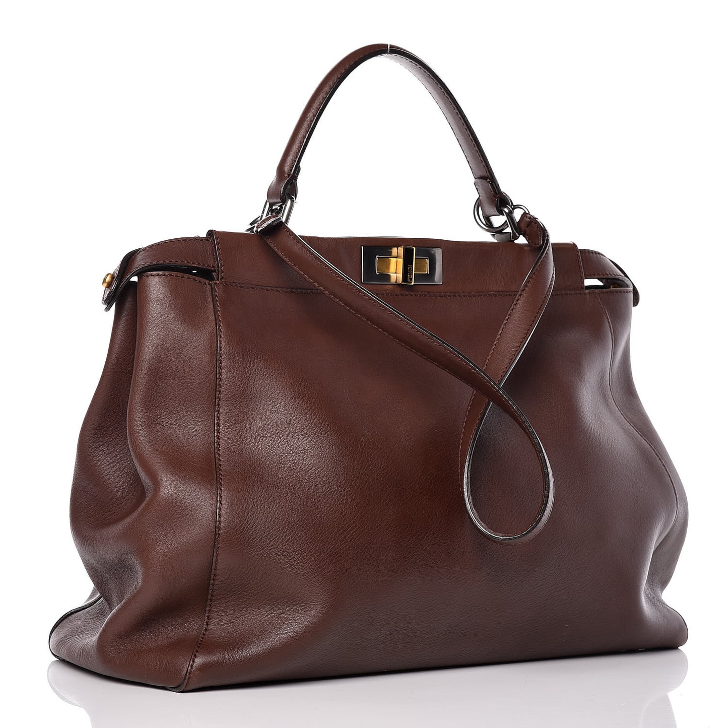 Vitello Zucca Large Peekaboo Iconic Satchel Marrone Tobacco