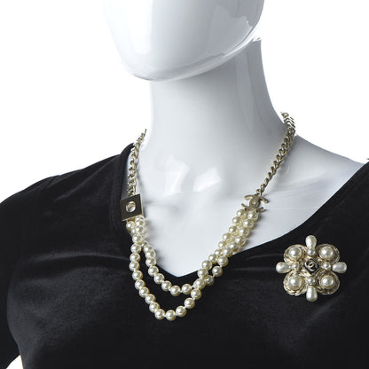 Chanel Pearl CC Double Strand Necklace Gold White 2 of 10