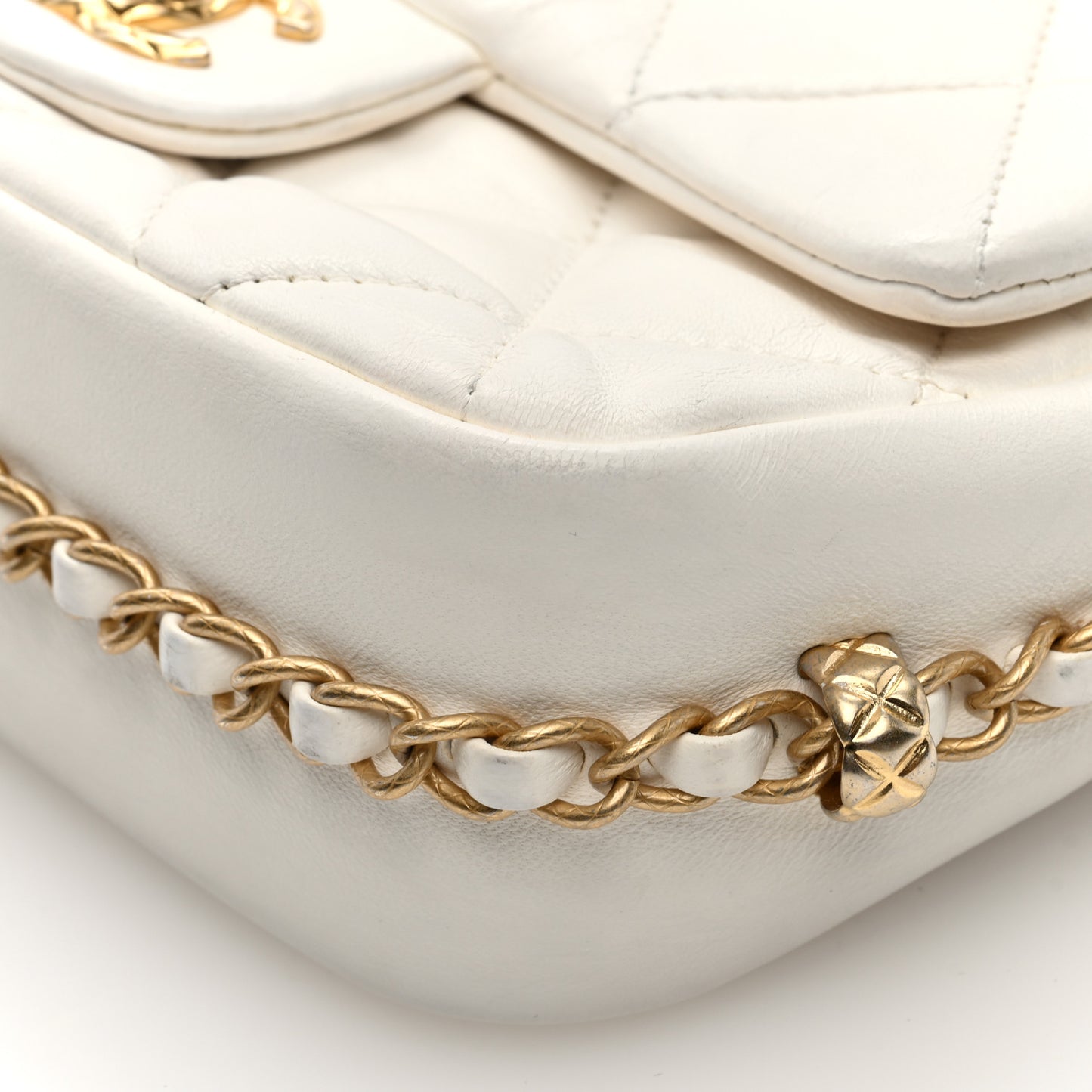 Lambskin Quilted CC Small Dynasty Flap White