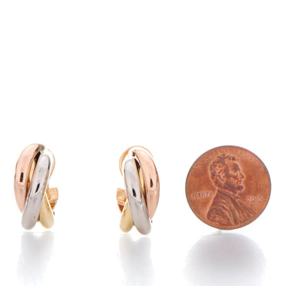 Cartier 18K Pink Yellow White Gold Small Trinity Earrings 2 of 7