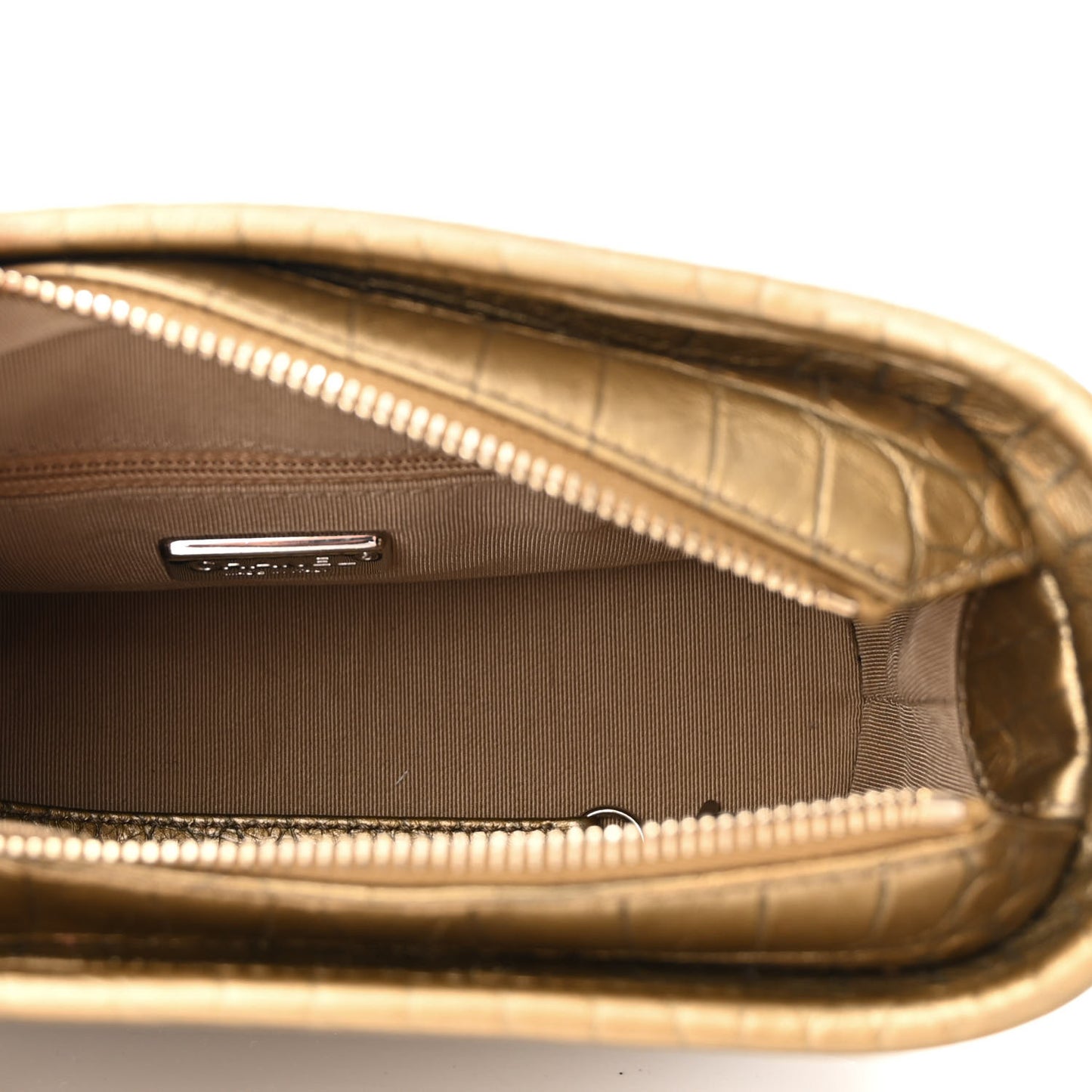 Metallic Calfskin Crocodile Embossed Cocodile Small Gabrielle Hobo Gold