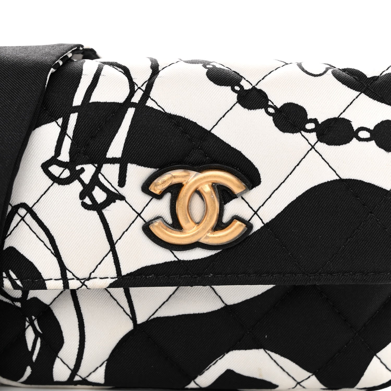 Chanel Canvas Printed Deer Coco Mini Crossbody Flap Gray Black 8 of 10