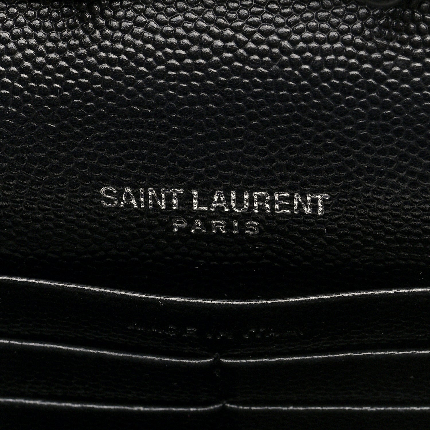 Saint Laurent Grain De Poudre Matelasse Chevron Monogram Chain Wallet Black 6 of 10