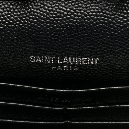 Saint Laurent Grain De Poudre Matelasse Chevron Monogram Chain Wallet Black 6 of 10
