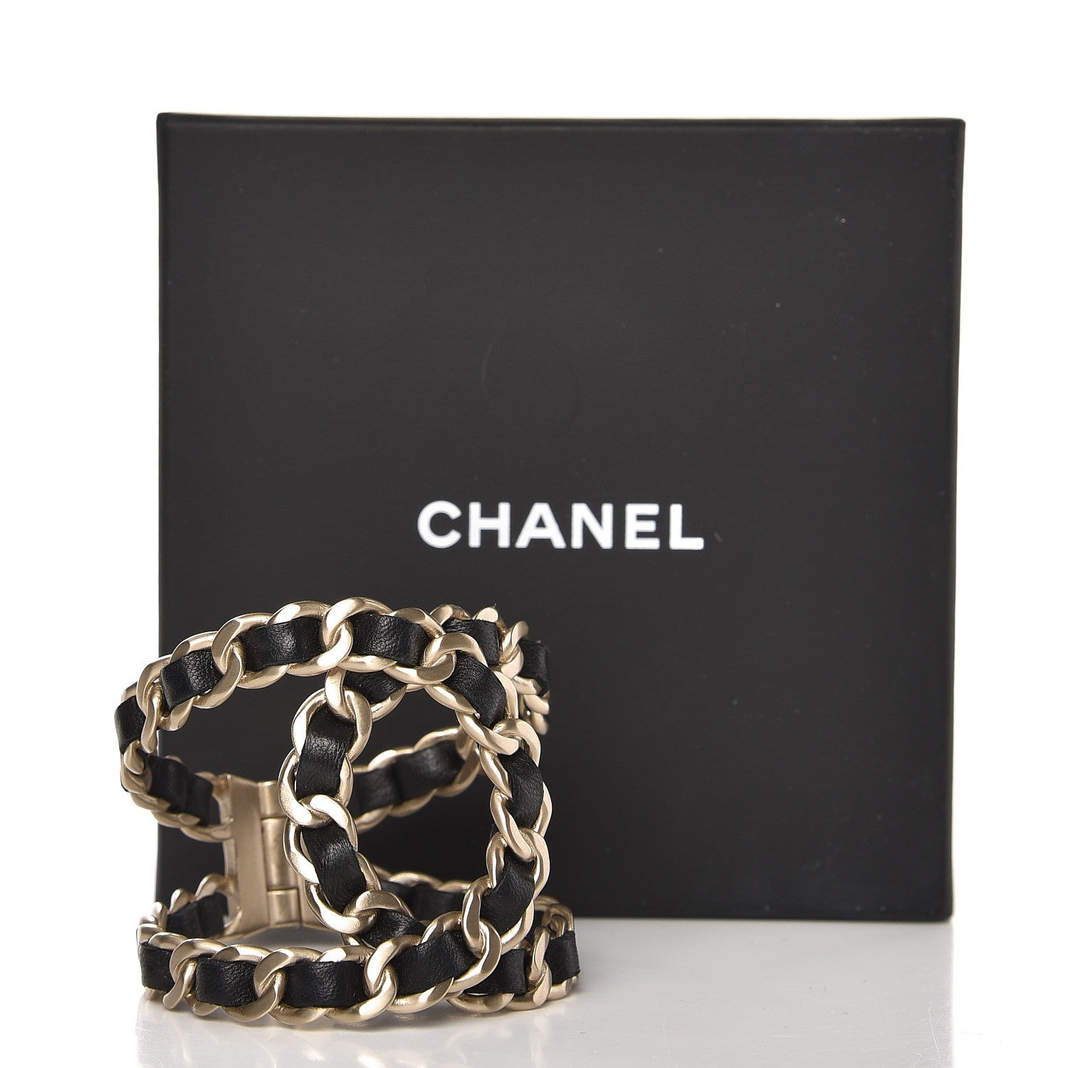 Chanel Lambskin Chain CC Cuff Black Gold 5 of 5