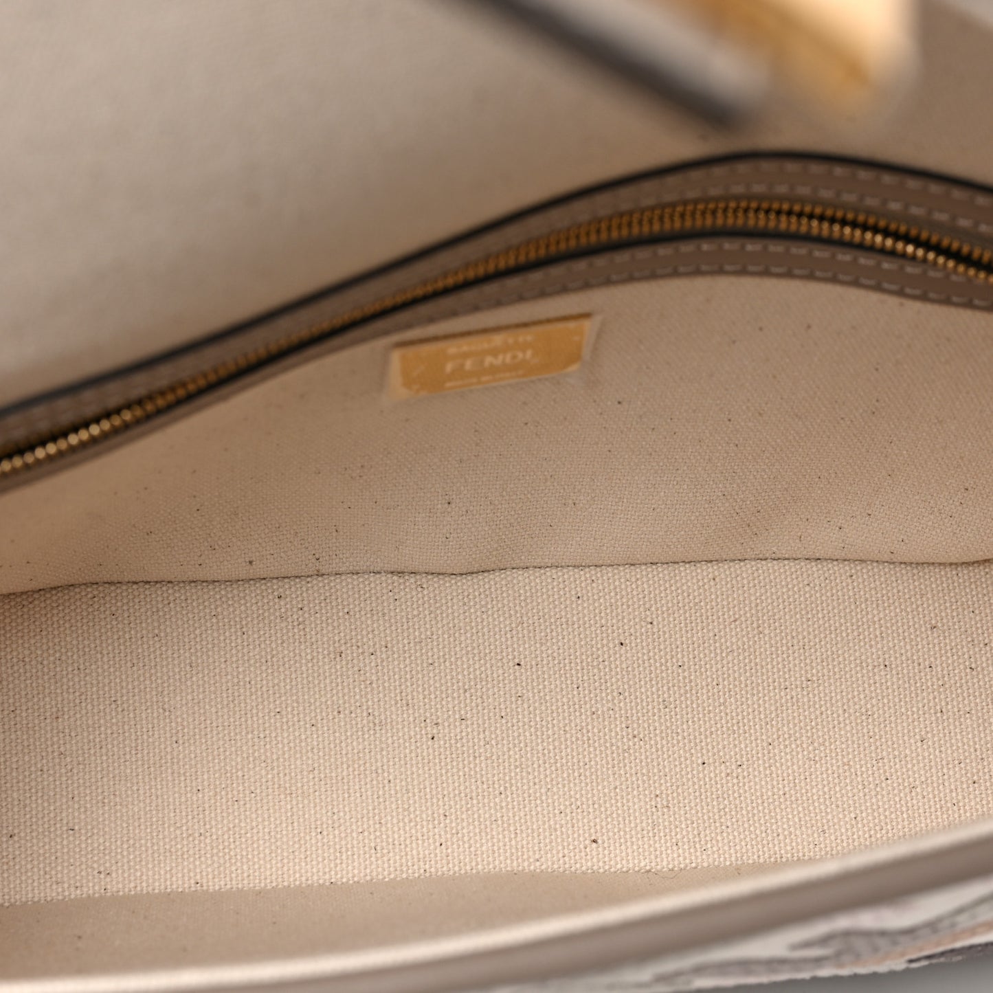 Canvas Vitello Seta FF Multicolor Embroidered Baguette Grezzo Multicolor Tortora