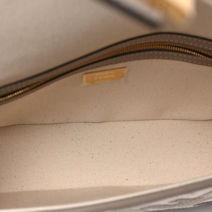 Fendi Canvas Vitello Seta FF Multicolor Embroidered Baguette Grezzo Multicolor Tortora 5 of 7