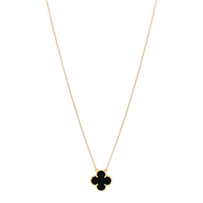 Van Cleef & Arpels 18K Yellow Gold Black Onyx Vintage Alhambra Pendant Necklace 1 of 6