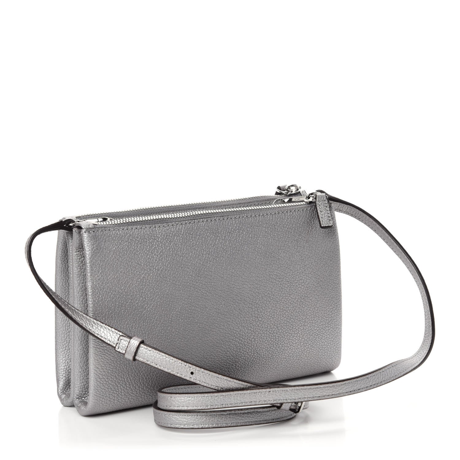 MCM Grained Calfskin Milla Double Crossbody Bag Spike Silver 3 of 9