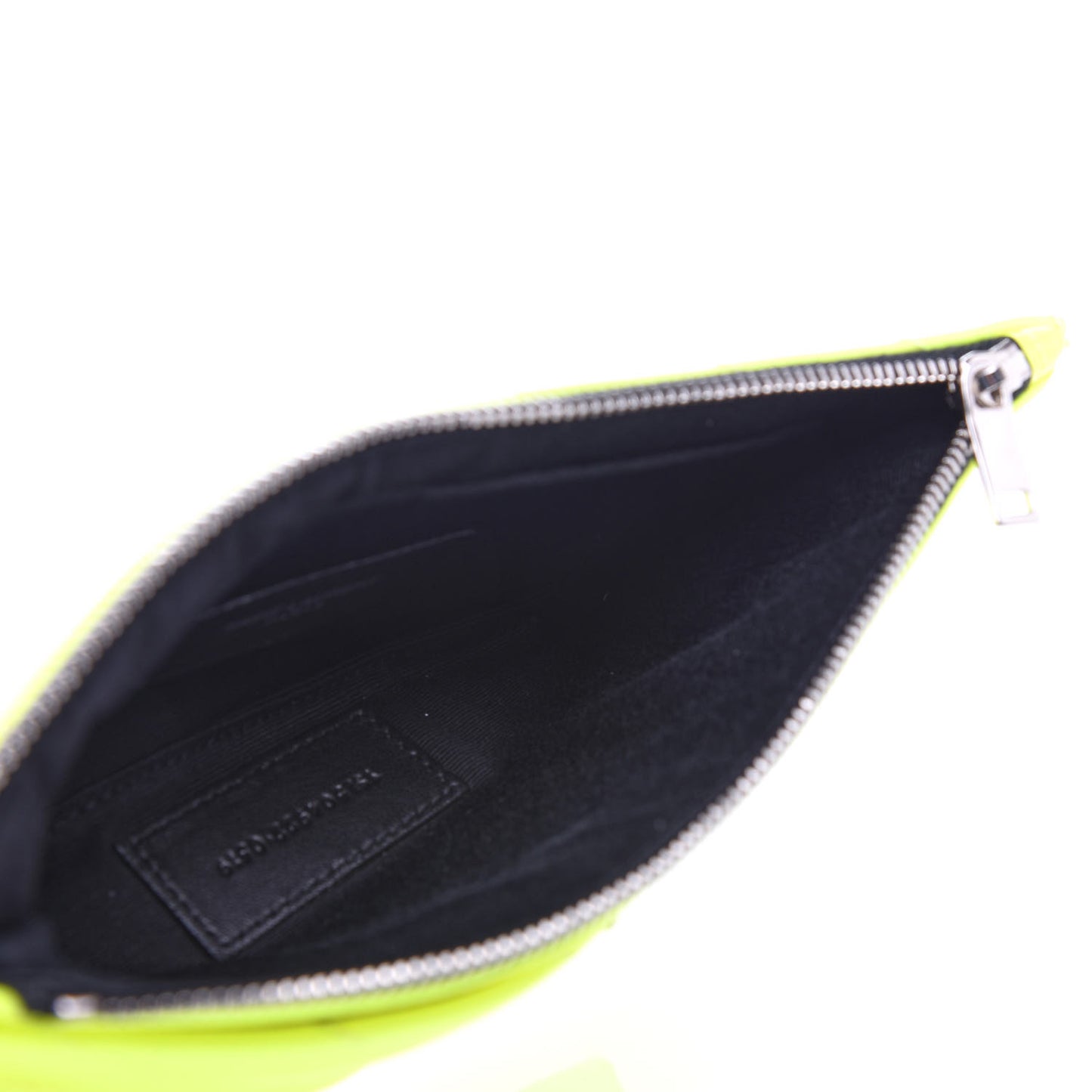 Patent Grain De Poudre Matelasse Chevron Monogram Bill Pouch Neon Yellow