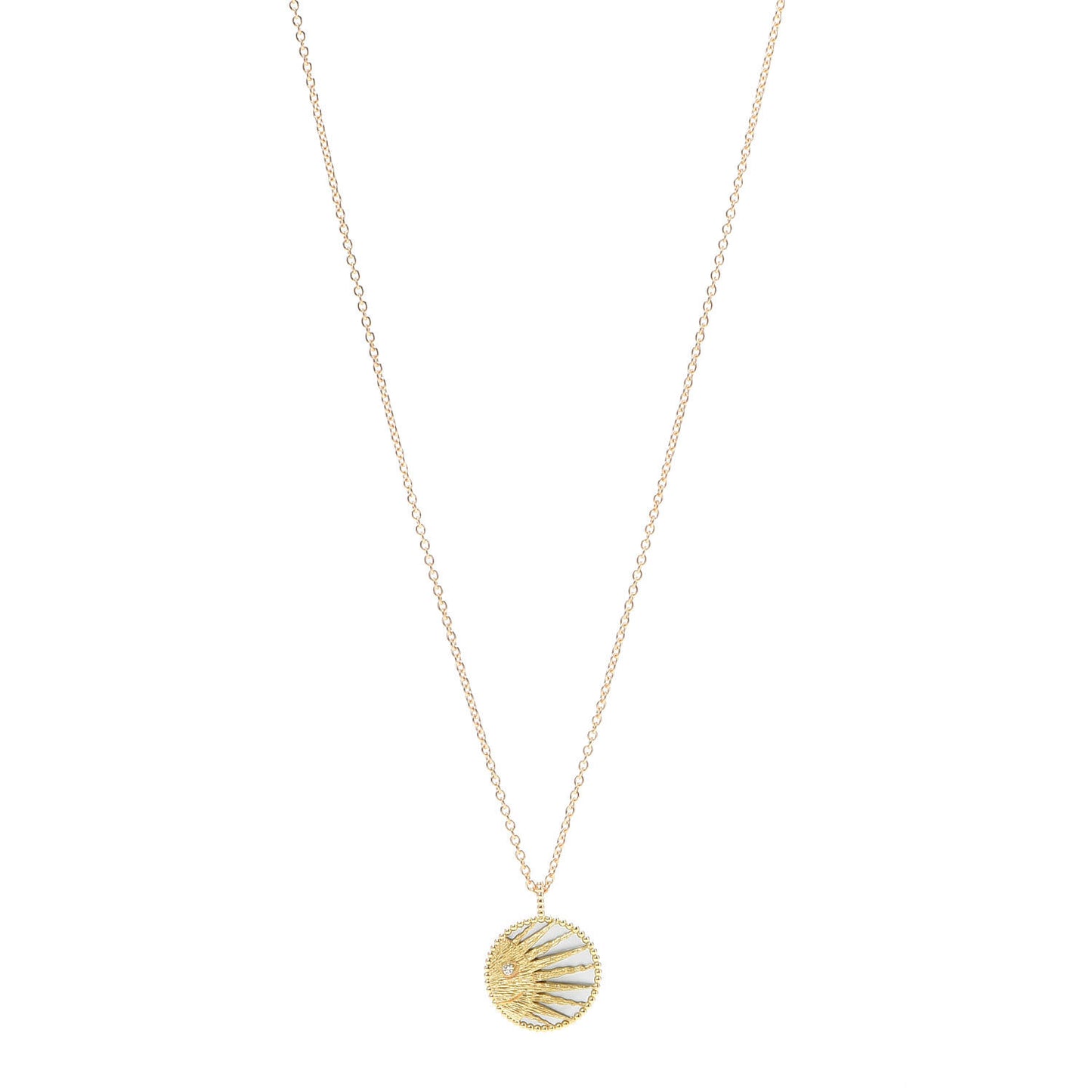 18K Yellow White Gold Diamond Black Onyx Mother of Pearl Rose Celeste Medallion Pendant Necklace
