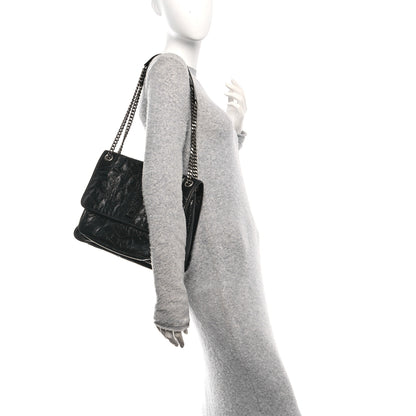 Saint Laurent Crinkled Calfskin Matelasse Monogram Large Niki Chain Satchel Black 2 of 12