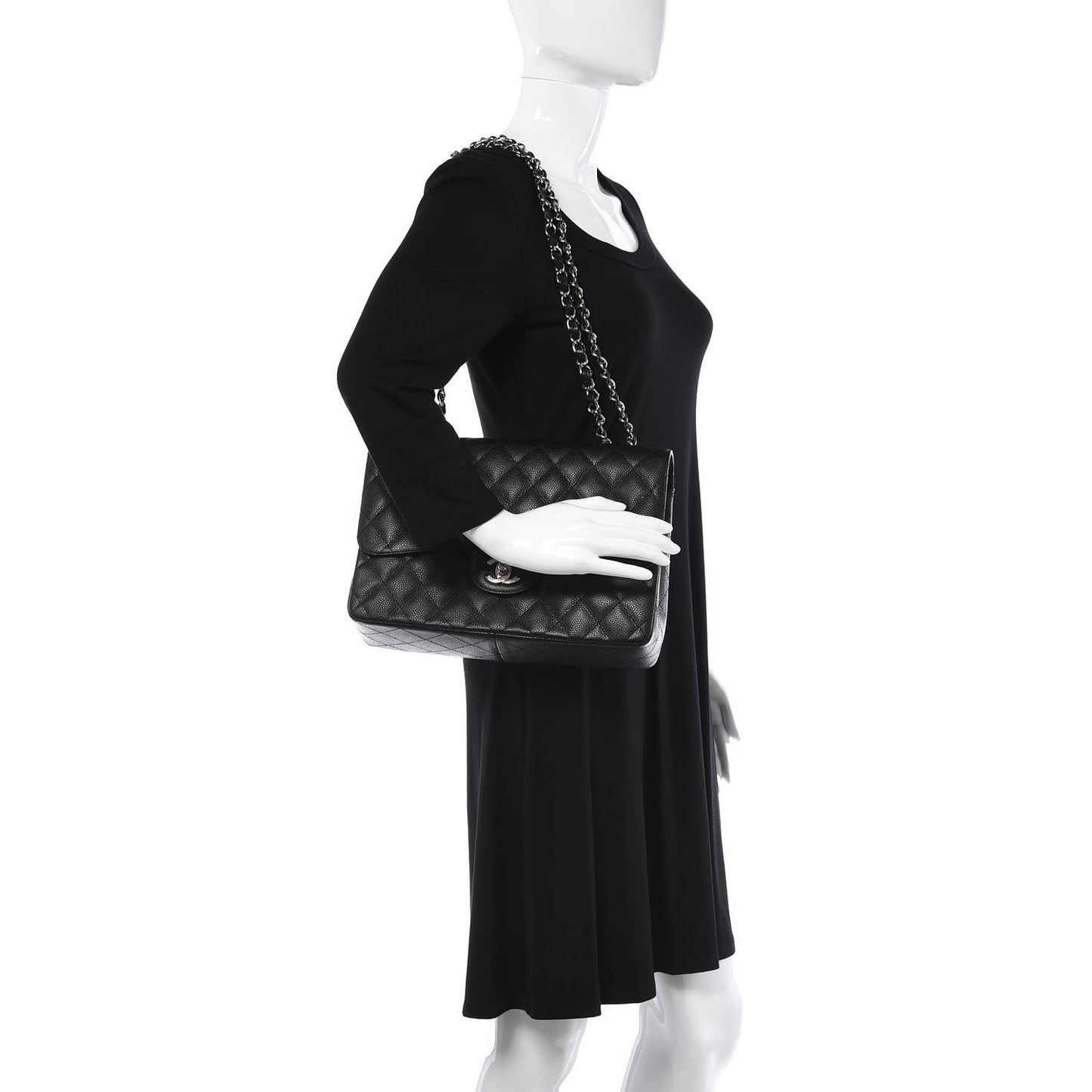 Caviar Quilted Jumbo Single Flap Black
