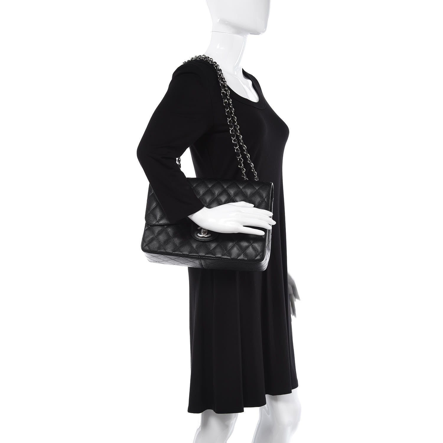 Chanel Caviar Quilted Jumbo Single Flap Black 2 of 9