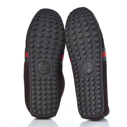 Gucci Suede Web Mens Kanye Driver Loafers 9 Cocoa 6 of 8