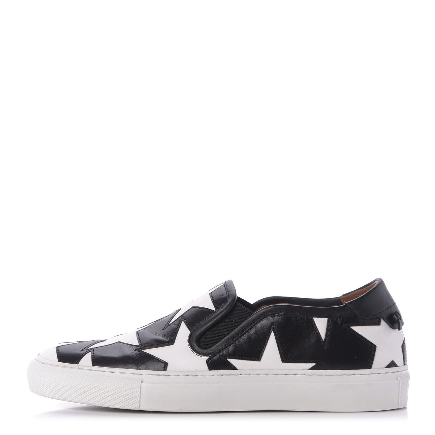 Calfskin Skate Star Print Slip On Sneakers 37.5 Black White