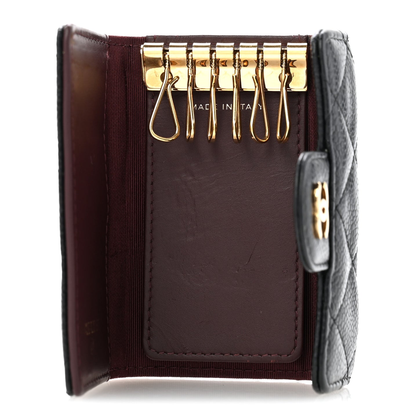 Caviar Quilted 6 Key Holder Black